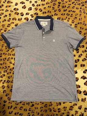 Original Penguin Navy and white Polo with Navy Trim